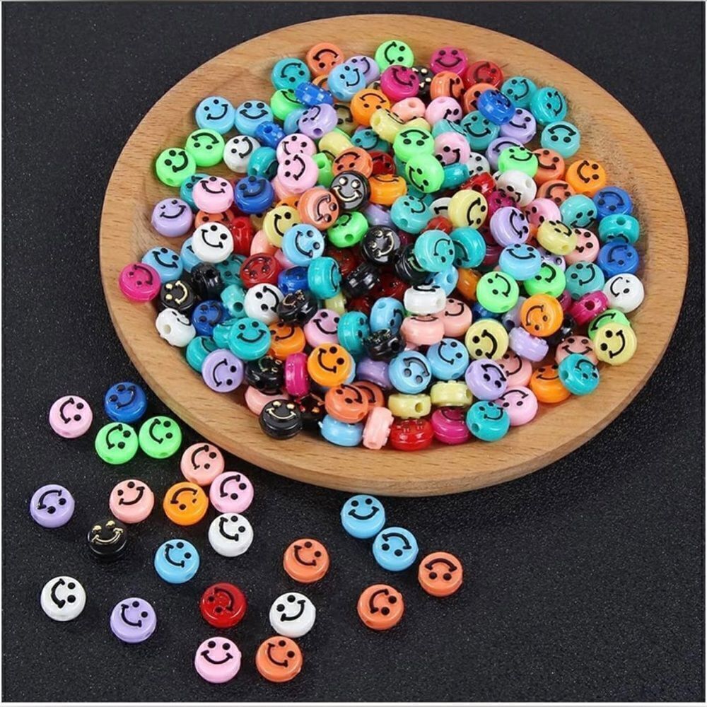 300 PCS Mixed Smiley Face Beads Charms for DIY Handmade Craft Accessories